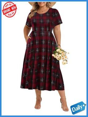 Plus Size Maxi Dress with Pockets - Flowy Rayon Casual